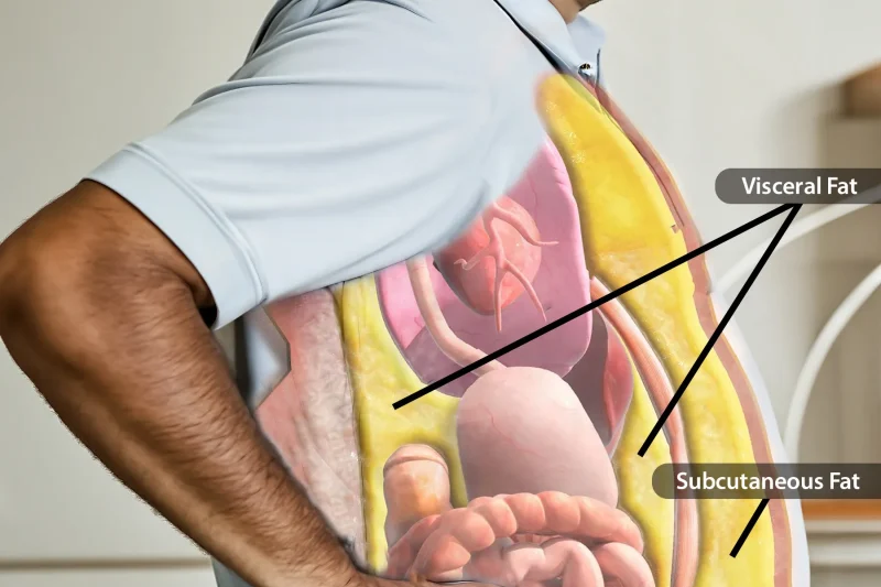 شكل دهون البطن من الداخل